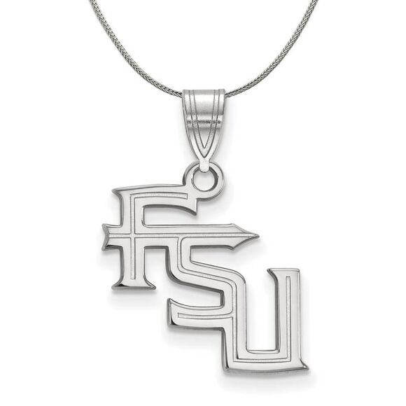 Sterling Silver Florida State Medium 'FSU' Necklace - 24 Inch